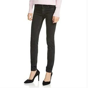 Maje Anthropologie Jaw Skinny Heart Embroidery Black Denim Jeans Size 34